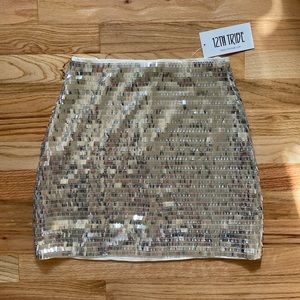 12th Tribe Kaylee Sequin Silver Mini Skirt Disco Sequin Sz XS